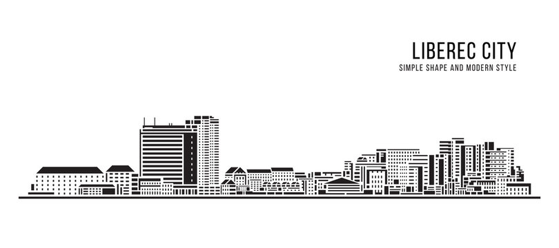 Cityscape Building Abstract Simple shape and modern style art Vector design - Liberec city
