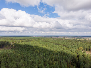 Fototapeta na wymiar Areal drone photography view of beautiful countryside forest.