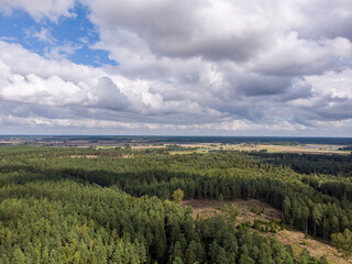 Fototapeta na wymiar Areal drone photography view of beautiful countryside forest.
