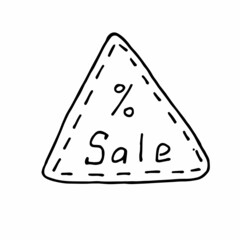 vector triangle tag with inscription sale doodle