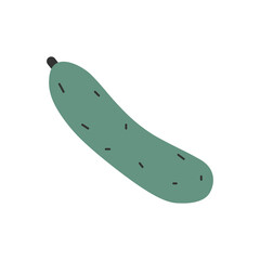 Doodle cucumber. Vector clipart of gherkin. Vegetable.