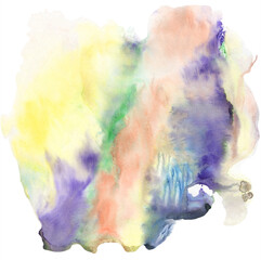 Watercolor multicolored huge spot for creating backgrounds and designs isolated on white background