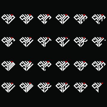SWA to SWZ letter logo creative design, Multiple triple letter logo design