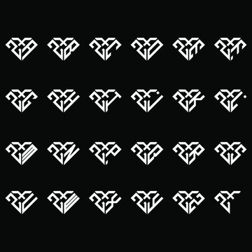 ZXA to ZXZ letter logo creative design, Multiple triple letter logo design