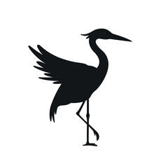 figure of a heron with spread wings