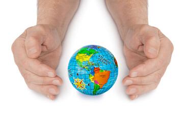 Hands and globe