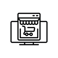Black line icon for ecommerce