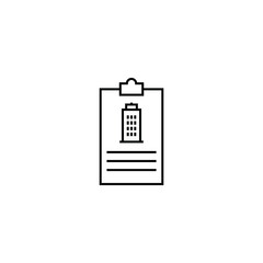 Property and mortgage concept. Vector outline sign, thin line. Perfect for advertising, web sites, online shops and stores. Line icon of apartment building on phone display