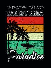 catalina island california paradise t shirt design - obrazy, fototapety, plakaty