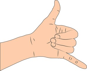 Vector illustration of a call me hand sign. Shaka gesture
