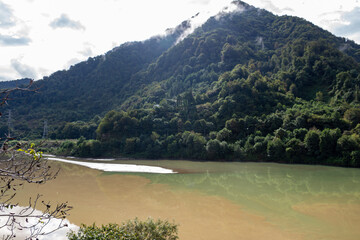 Batumi, Georgia – September, 2021: The place of confluence of two rivers - Acharistskali and...