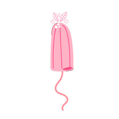 Hand drawn tampon, hygiene and protection. Flat illustration.
