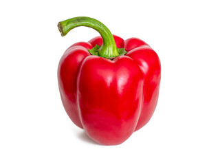 Bell pepper with bright red skin on a white background