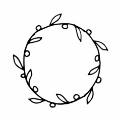 vector illustration of floral wreath in doodle style