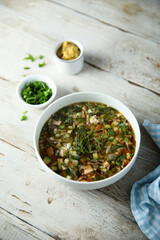 Traditional Russian cold soup with vegetables