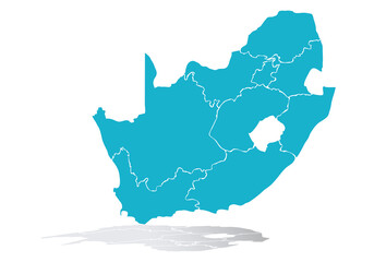 Fototapeta premium Mapa de Sudáfrica azul en fondo blanco.