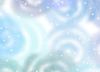 Watercolor Winter snowy blue and gray Blurred Background. Circle elements