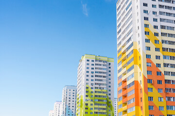 Bright high-rise buildings. Residential buildings.