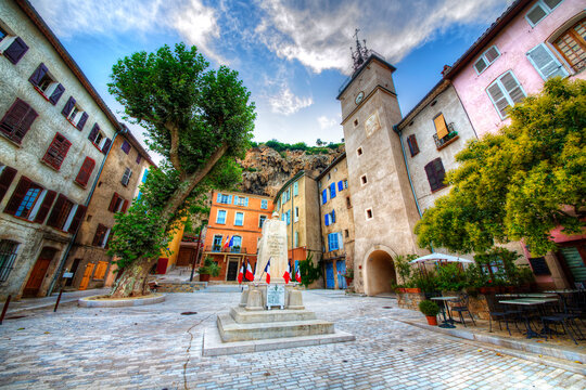 Square in the Village of Contignac, Provence, France
