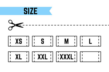 Clothing sizes labels. Symbols S, M, L, XL, XXL - 471988541