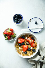 Homemade granola with berries and coconut