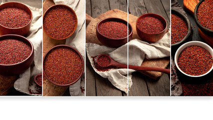 Collage made of quinoa seeds.