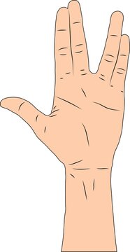 Vector illustration of a Vulcan salute hand gesture. Startrek hand gesture