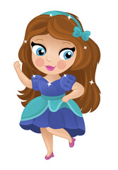 cartoon scene with happy elf princess illustration