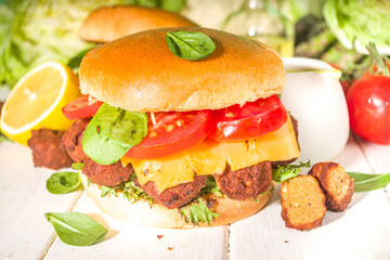 Vegan burger with roasted falafel