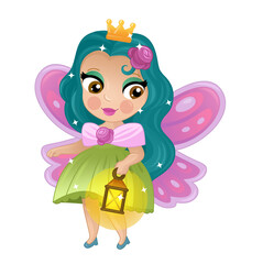 cartoon scene with happy elf princess illustration