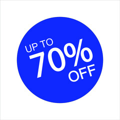 Up to 70% Off Sales and Promotion Badge Emblem Isolated Vector