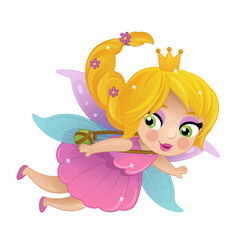 cartoon scene with happy elf princess illustration