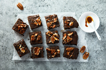 Homemade brownie with pecan nuts