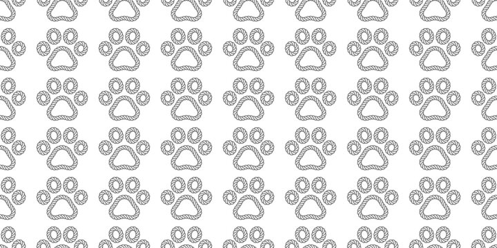 dog paw seamless pattern cat footprint vector rope bear french bulldog cartoon scarf tile background repeat wallpaper doodle illustration design
