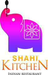 Indian restaurant logo, elephant as symbol of India.  symbol and emblem design