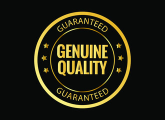 Genuine Quality Guaranteed Golden Emblem Isolated Vector