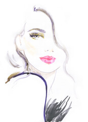 beautiful woman. fashion illustration. watercolor painting
- 471992155