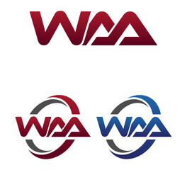 Modern 3 Letters Initial logo Vector Swoosh Red Blue WAA