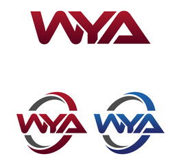 Modern 3 Letters Initial logo Vector Swoosh Red Blue WYA