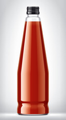 Glass Bottle with tomato juice. Version with a screw-on metal cap. 