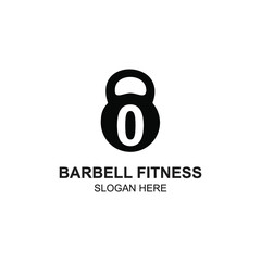 Logo 0 barbell fitness design