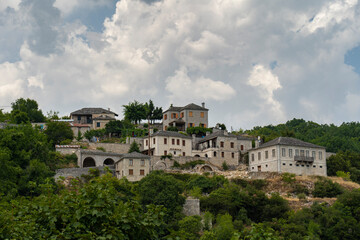 Fototapeta na wymiar Daytime view towns and villages in the Vikos national park in northern Greece