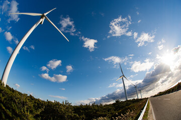 wind turbine in the sky