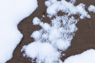 Natural winter snow on ground, textured background