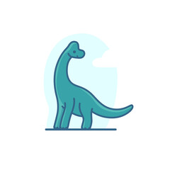 Vector logo design template - cartoon happy dinosaur. Contour vector illustration for logo,  emblem, badge, insignia.