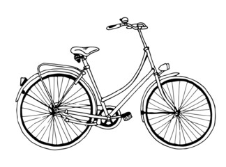 Bicycle vector illustration, hand drawn sketch isolated on white background
