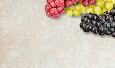 Nutritious vitamin store fresh grape varieties on the desk