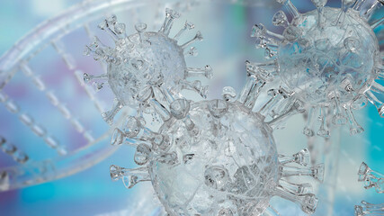 The clear virus  for medical or sci concept 3d rendering.