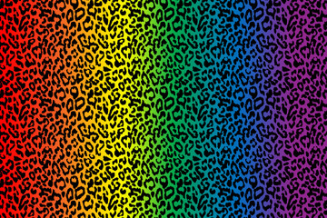 Abstract background of black animal print on a rainbow background
