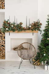 Scandinavian-style living room with Christmas and New Year decor.